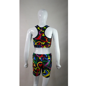 :Printed Yoga Bra Pants Set Ribbed Fitnesswear Women Gym Tie Dye Long Sleeve High Waist Crop <b>Top</b> two Pieces Set Sexy Club Floral - Product Image 2