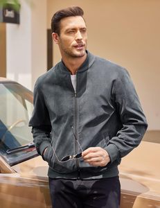 Chaquetas universitarias deportivas personalizadas de primera calidad para unisex con cuello levantado de lana y cuero estilo bordado cierre a presión - Product Image 3
