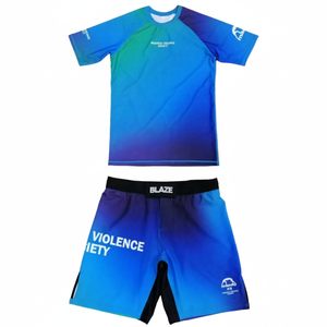 Customize OEM/ODM MMA Rash Guard & BJJ Shorts <b>Set</b> Kids Fight Training Grappling Wear Jiu Jitsu Gi Trunks Outfit <b>Set</b> - Product Image 1