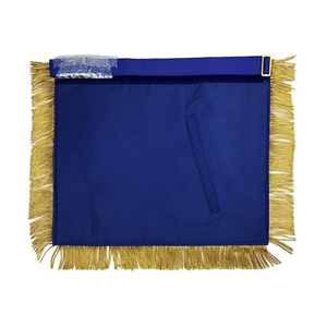 Masonic Regalia Master Mason Blue Lodge Delantal Terciopelo azul con flecos dorados Bordados a mano - Product Image 2