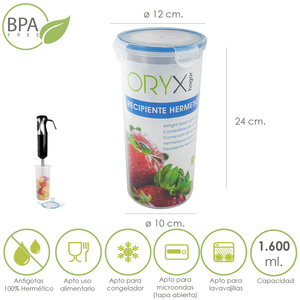 Contenitore Rotondo in Plastica Ermetico da 1.600 ml. O/ 12 x 24 (H) cm. - Product Image 1