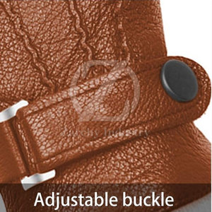 Gants de conduite classiques pour hommes en cuir, à doigts entiers, antidérapants, avec sangle de poignet réglable, toutes saisons, en stock - Product Image 3