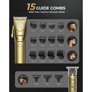 Kit de tondeuse à barbe sans fil pour hommes avec grand écran LED, étanche IPX7, inclut des guides de coupe, de l'huile pour lames, un ensemble complet de toilettage pour barbier et un sac de rangement - Product Image 5