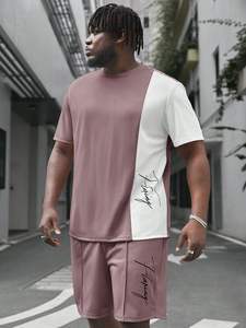 Chándal de talla grande con logotipo personalizado para hombre, nuevo estilo informal, conjunto de 2 piezas a la moda, traje de Jogger de manga corta, venta al por mayor, cómodo personalizado - Product Image 4