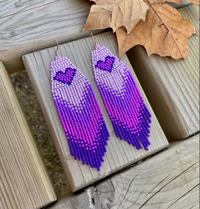 Purple love Beaded Fringe Seed Bead Dangle Boho - Product Image 1