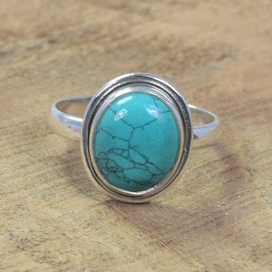 <b>Turquoise</b> 925 Sterling Silver Round Gemstone Elegant Jewelry <b>Ring</b> December Month Birthstone Blue <b>Turquoise</b> <b>Ring</b> Gift for Her - Product Image 5