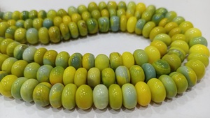 Lemon Green Opal Rondelle Plain Smooth 7to10mm Cuentas vendidas por hebra 8 pulgadas de largo Cuentas de gran calidad - Product Image 2