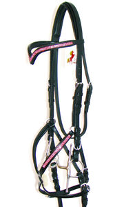 GLOW 2 rangées Crystal BLING German Comfort BRASS GOLD Grackle Figure 8 Bridle - Product Image 6