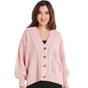 Cárdigan de Mohair de Punto Trenzado Oversize Casual para Mujer, Ajuste Holgado, Transpirable, Cómodo, Cuello en V, Largo, para Invierno, Color Personalizado, Alta Calidad - Product Image 1