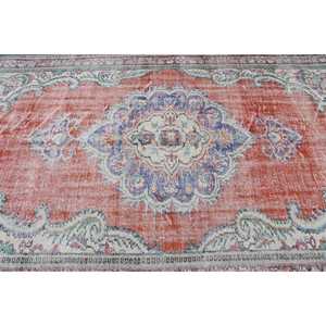 Grand tapis vintage en laine 5,5x9 pieds, patchwork rouge, tapis turc avec envers en latex écologique - Product Image 5