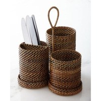 Porte-couverts en rotin antique le mieux conçu pour ranger soigneusement les fourchettes, les cuillères et les couteaux dans la cuisine et la salle à manger