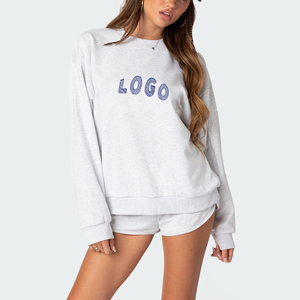 Ropa deportiva con logotipo personalizado Sudadera corta Mujer conjuntos de 2 piezas sudaderas y pantalones cortos para mujer Jogger conjuntos de verano para mujer - Product Image 2