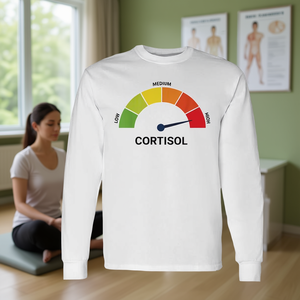 Maglietta a Maniche Lunghe che Mette in Evidenza gli Effetti Salutari degli Alti Livelli di Cortisolo per Articoli Promozionali - Product Image 3