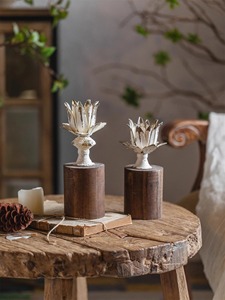 Porte-bougie en bois en forme de fleur artistique pour la décoration de la maison, magnifique présentoir pour la chambre à coucher et le salon, en provenance d'Inde - Product Image 5