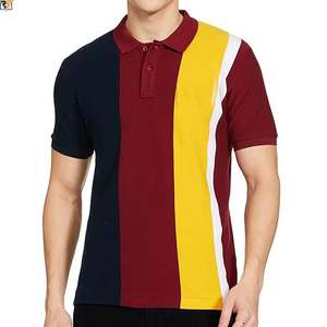Panel de corte y costura Polo camisas rojo oscuro amarillo y blanco panel cosido juntos en algodón PK varía en diferentes GSMS 180-320 - Product Image 1