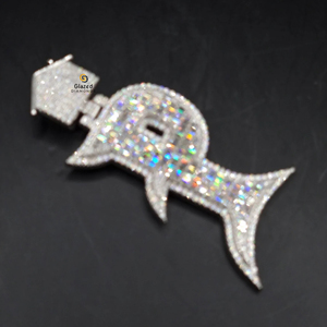 Pendentif de créateur lettre P en argent sterling 925 orné de moissanite VVS Clarity et de diamants ronds taille brillant - Product Image 4