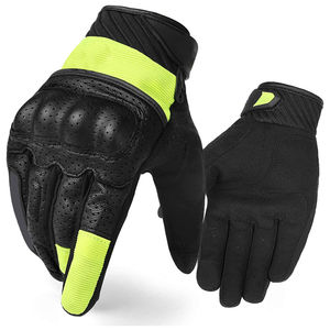 Guantes de Motocicleta de Cuero Acolchados, Dedos Completos, Color Negro, Tinte Liso, Tamaño y Color Personalizados - Product Image 1