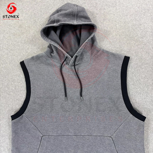 Sports <b>Gym</b> <b>Hoodie</b> for Adults Clothing Custom Summer Sleeveless Cut Out Drawstring <b>Hoodie</b> - Product Image 4