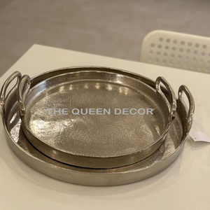 Bandeja de servicio de metal de aluminio con diseño único Chapado en plata, superventas, personalizada, para cocina y hogar - Product Image 4