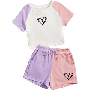 Conjunto de camiseta y pantalón corto para niñas, ropa informal personalizada, diseño único, el más vendido, Verano - Product Image 1