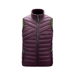 Chaleco acolchado ligero para hombre, 100% de nailon, transpirable, bordado personalizado, logotipo, cuello levantado, bolsillos con cremallera, chaqueta de invierno sin mangas - Product Image 2