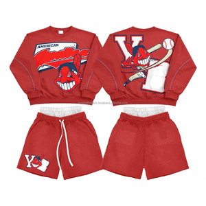 Ensemble décontracté d'été pour hommes et femmes : T-shirt et short surdimensionné effet délavé vintage - Product Image 3
