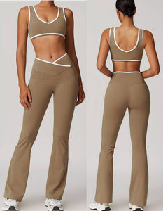 Conjunto Deportivo de 4 Piezas para Mujer, Sujetador Deportivo, Pantalones de Cintura Alta con Efecto Levanta Glúteos, Ropa Deportiva para Gimnasio, Fitness, Entrenamiento, Yoga, Estampado/Color Sólido, Secado Rápido - Product Image 2