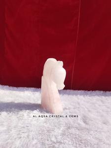 Unicornio natural tallado a mano de alta calidad en cuarzo rosa cabeza de caballo de cuarzo rosa para decoración de hogar u oficina - Product Image 2