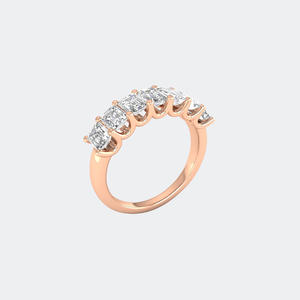 Anillo de media eternidad con diamantes de corte esmeralda de 1.40 quilates, oro de 14k, diamantes cultivados en laboratorio, color D, engaste de garras, banda de boda para mujer, pieza llamativa - Product Image 1