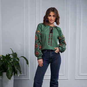 2025 Venta caliente ucraniano bordado Top y blusa borlas Mujer elegante fiesta desgaste Tops para adultos cuello en V manga de globo - Product Image 1