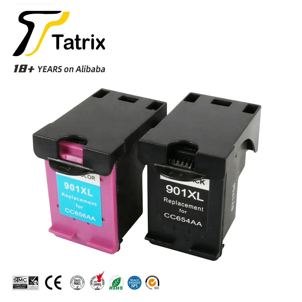 Cartucho de tinta jato de tinta colorido remanufaturado premium Tatrix 901 901XL 901 XL para impressora HP Officejet J4580