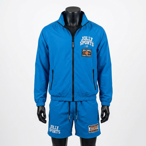 Conjunto de Pantalones Cortos Deportivos de Poliéster Tejido de 145 GSM para Hombre, Color Azul Rey, con Logotipo Personalizado - Product Image 1