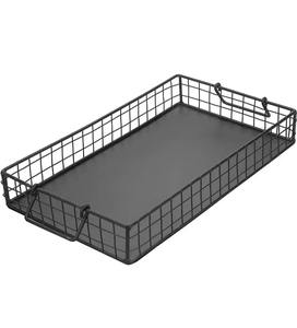 Panier à pain rond en acier noir de petite taille en forme de rectangle en fil de fer métallique récipient à fruits pour la cuisine ou le restaurant - Product Image 6