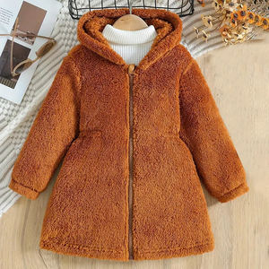 Chaqueta de Lana Elástica con Capucha y Cierre de Cremallera, Diseño de Dibujos Animados, Corte Regular para Otoño e Invierno - Product Image 1