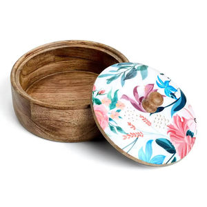 New Trendy Kitchen Sustainable <b>Mango</b> <b>Wood</b> Salad <b>Bowl</b> Soup Fruit <b>Bowl</b> Large Wooden <b>Bowls</b> With Enamel Printed Lid for Restaurant - Product Image 6