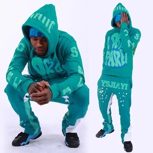 Men's Hoodies & Sweat suit 100% Cotton Fleece Tracksuits from Pakistan Custom <b>Printing</b> Jogging Tracksuit Hoodie Set - Product Image 6