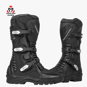 All Season Motorcycle Adventure Waterproof <b>Boots</b> Leather Construction TPU Safety Panels Rubber Grip Sole - Product Image 2