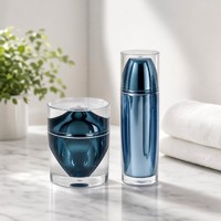 Tarros Cosméticos Acrílicos de Doble Pared de Lujo, 30g 50g 50ml 100ml, Tarro de Crema Facetado, Botella con Bomba Airless, Envases para Cuidado de la Piel, Logotipo Personalizado