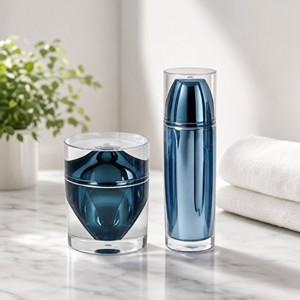 Pots cosmétiques de luxe à <span class=keywords><strong>double</strong></span> paroi en acrylique 30g 50g 50ml 100ml, pots à crème facettés, flacons pompe airless, emballages pour soins de la peau, logo personnalisé - Product Image 5