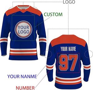 Los más populares diseñan su propio logotipo Conjuntos de uniformes de hockey sobre hielo de talla grande para hombres adultos 100% poliéster de secado rápido transpirable - Product Image 4