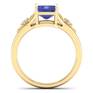 Bague solitaire en or massif 14 carats avec pierre précieuse tanzanite taille émeraude de 2,5 carats, prix de gros REYES, cadeaux de mariage de luxe, bijoux fins - Product Image 4