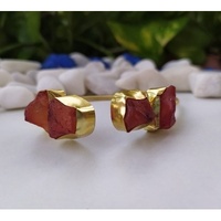 Brazalete de Latón Chapado en Oro con Incrustaciones Geométricas de Granate, Estilo Vintage, Joyería Unisex para Bodas