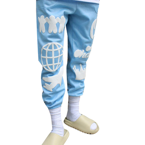 Pantalones de chándal ligeros con cordón pesado para hombre, pantalones de chándal de algodón con estampado abullonado, ropa de calle, pantalones de chándal para el trabajo - Product Image 6