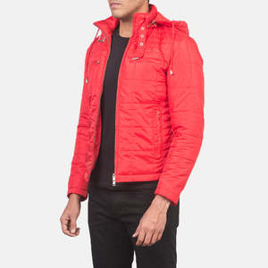 Veste coupe-vent décontractée d'hiver Alps, rouge, à capuche, matelassée en satin, fermeture éclair de haute qualité, motif lettres dégradé, XS à 6XL - Product Image 2