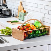 Nieuwste design grote ronde houten boerderijstijl eco-vriendelijke multifunctionele opbergmand voor fruit, groenten en bloemen