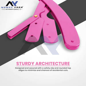 Rasoir droit de barbier en acier inoxydable 100% sûr - Élégance rose pour un toilettage élégant, précision à son summum - Product Image 4