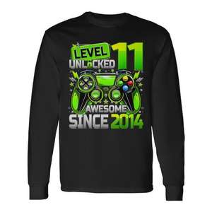 T-shirt à manches longues pour garçon de 11 ans, thème jeu vidéo « Débloque 11 », « Il est temps de monter en niveau », T-shirt promotionnel débloqué - Product Image 1