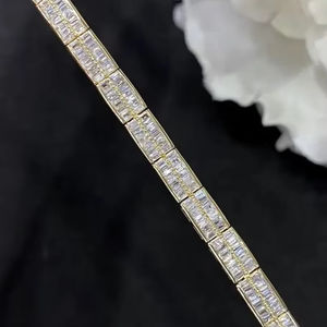 Women's 18K Gold Rose Gold 925 Sterling Silver Tennis <b>Bracelet</b> with Two Rows of Full Drill Diamonds Fashion <b>Charm</b> Jewelry - Product Image 5