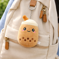 Porte-clés en peluche Boba marron mignon de 10 cm, rembourrage en coton PP, 34g, pendentif en tissu doux, unisexe, pour les 5-7 ans, personnalisation manuelle