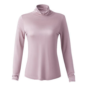 Camiseta de Manga Larga para Mujer, 100% Seda de Morera, Cuello Alto, Cálida, Ajustada, para Otoño, Capa Básica - Product Image 6